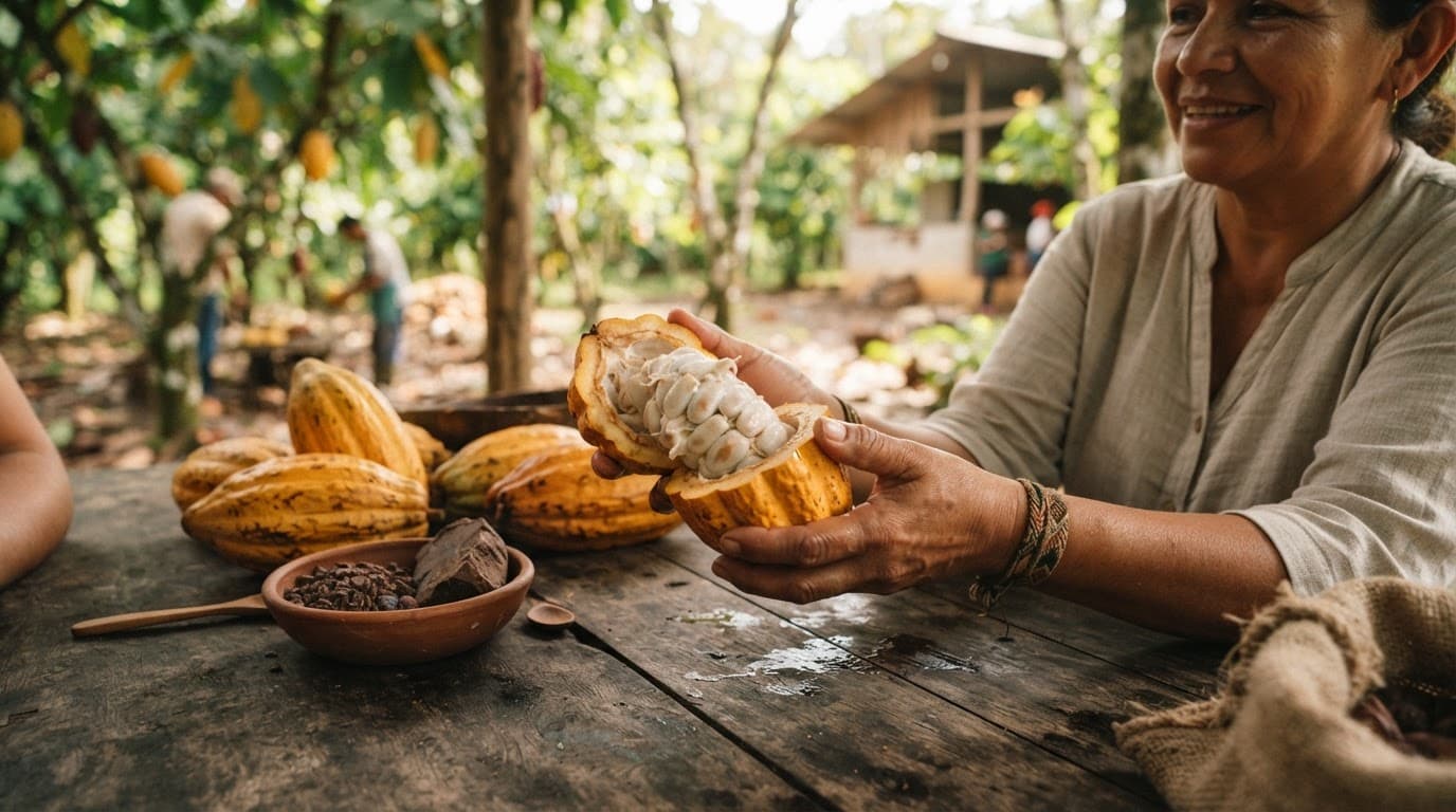 Cacao y chocolate artesanal durante el Tour de Chocolate Sibaeli