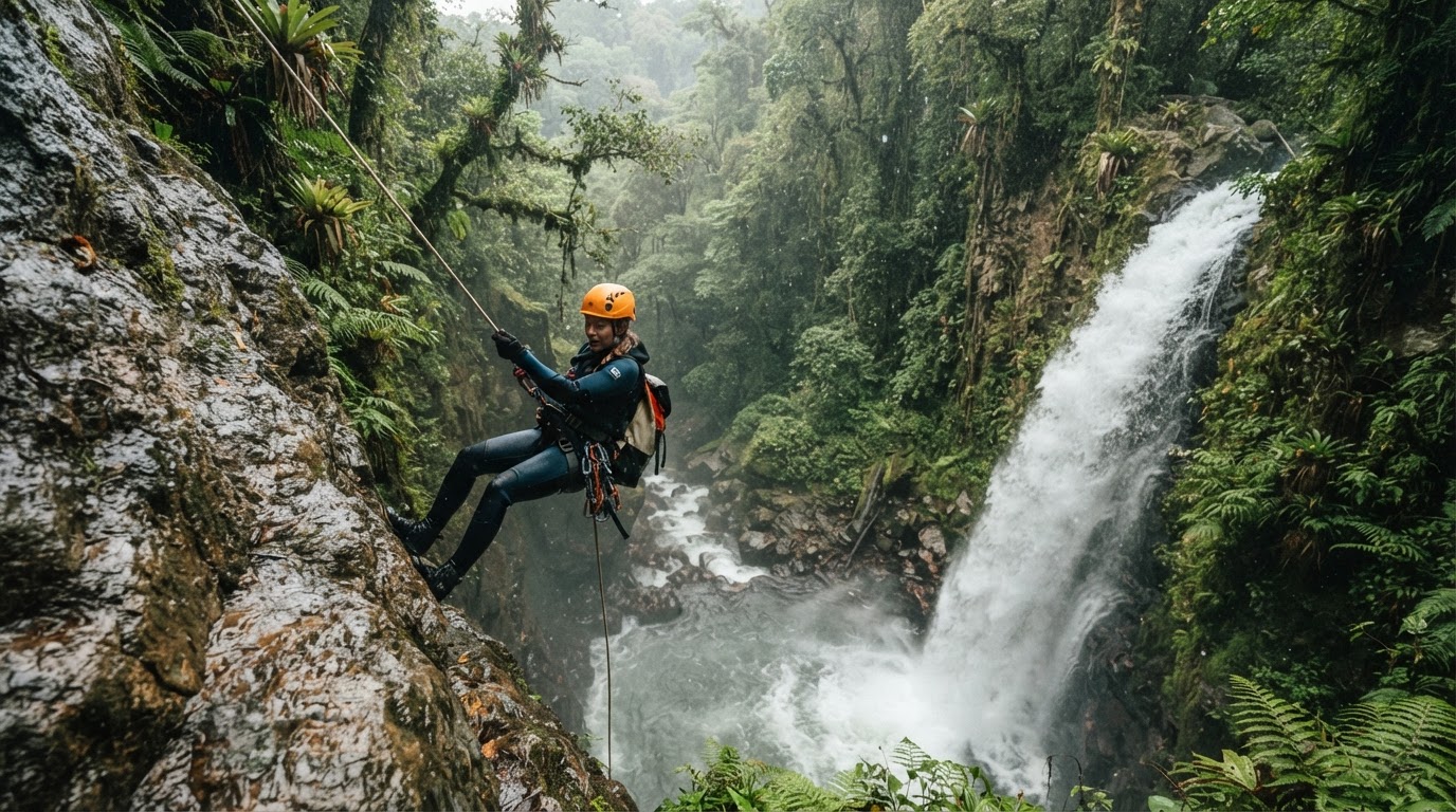 Canyoning junto a una cascada de la selva de La Fortuna